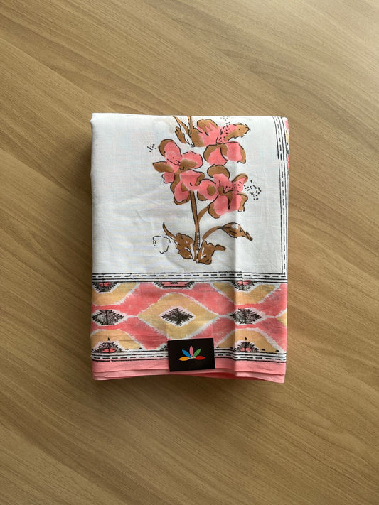 Handblock Printed Mul Cotton Saree-21136