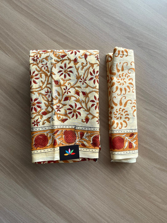 Handblock Printed Mul Cotton Saree-21137