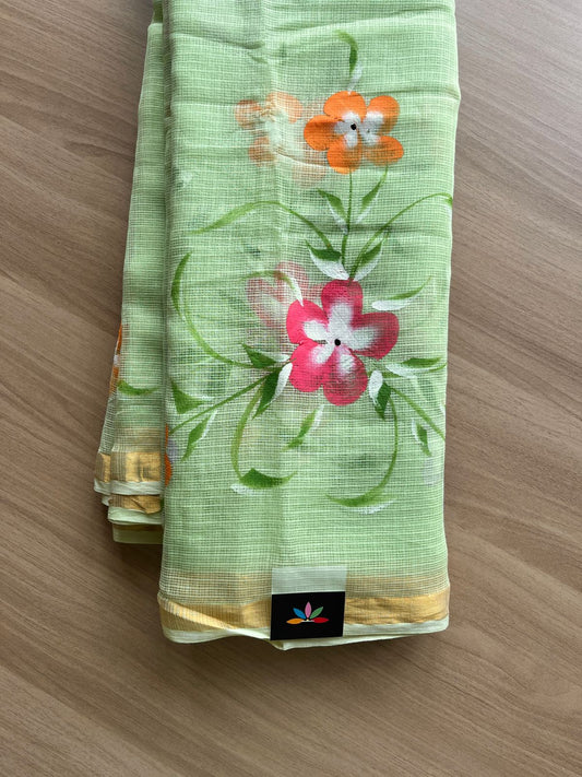 Handbrush Printed Kota Doria Saree-21209