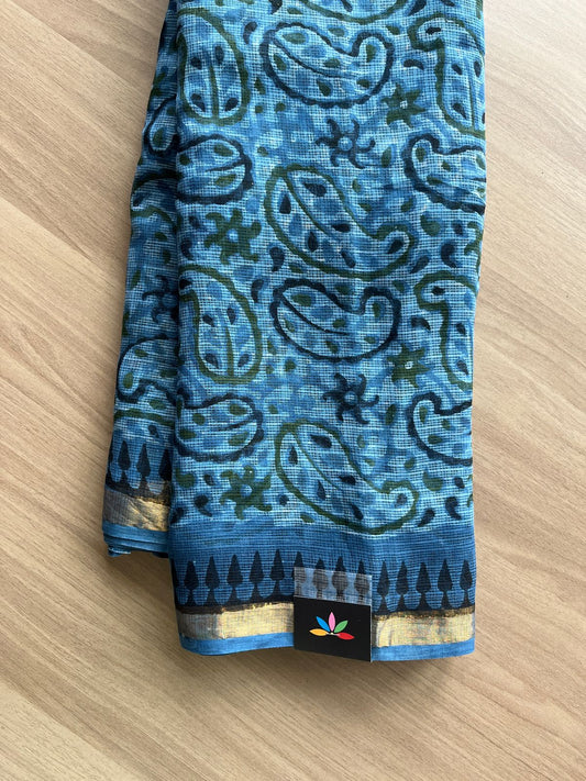 Handblock Printed Kota Doria Saree-21215
