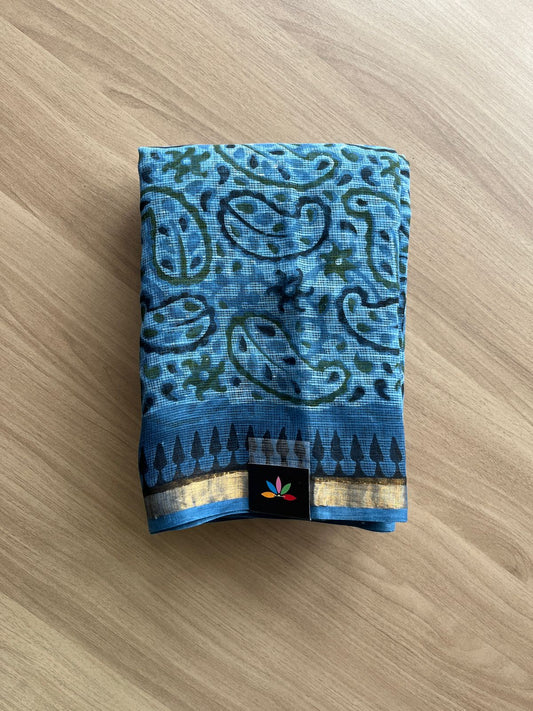 Handblock Printed Kota Doria Saree-21215