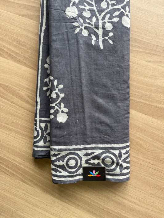 Handblock Printed Mul Cotton Saree-21221