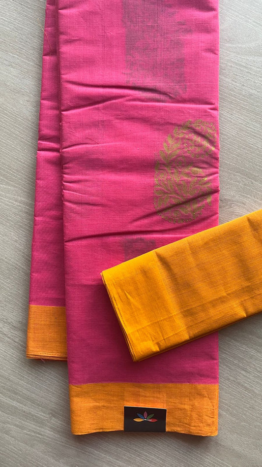 Handloom Fine Cotton Saree with Contrast Pallu and Blouse -25540