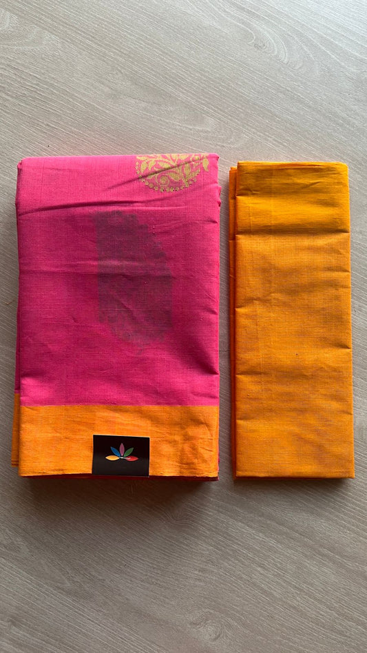 Handloom Fine Cotton Saree with Contrast Pallu and Blouse -25540