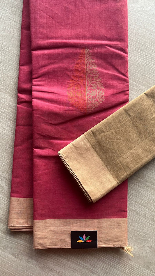 Handloom Fine Cotton Saree with Contrast Pallu and Blouse -25542
