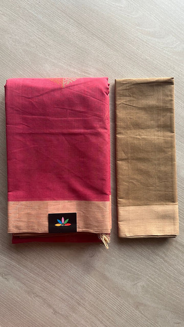 Handloom Fine Cotton Saree with Contrast Pallu and Blouse -25542