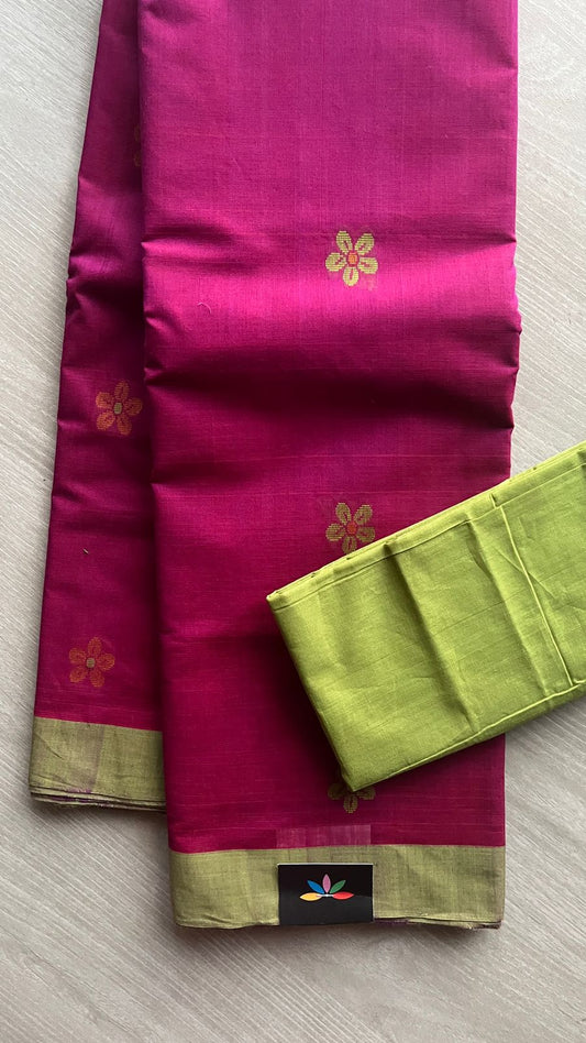 Handloom Fine Cotton Saree with Contrast Pallu and Blouse -25548