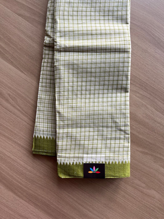 Checked Handloom Cotton Saree (Without blouse) -23135 -23136