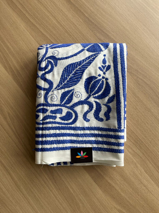 Kantha Stitch Semi Bangalore Silk Saree - 21971