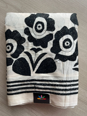 Kantha Stitch Semi Bangalore Silk Saree - 21972