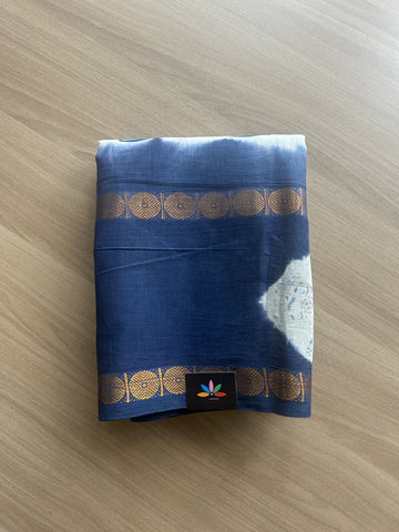 Shibori Printed Soft Cotton Saree with Zari Border- 22028-22029