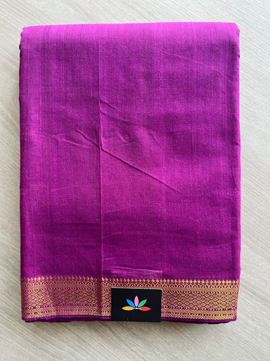 Handloom Mangalagiri Solid Weave Nizam Border Cotton Saree-22078