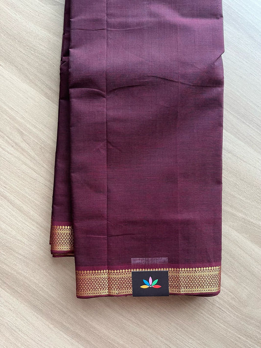 Handloom Mangalagiri Solid Weave Nizam Border Cotton Saree-22081