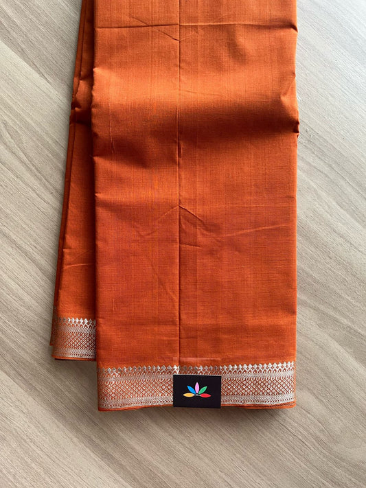 Handloom Mangalagiri Solid Weave Nizam Border Cotton Saree-22084