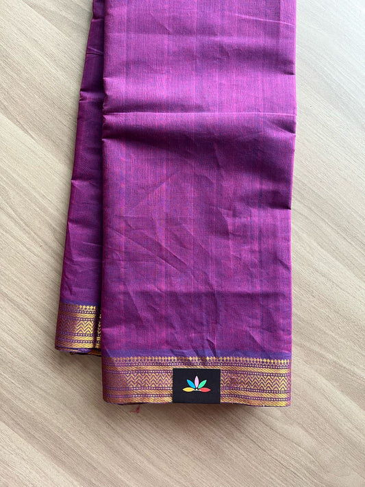 Handloom Mangalagiri Solid Weave Nizam Border Cotton Saree-22085