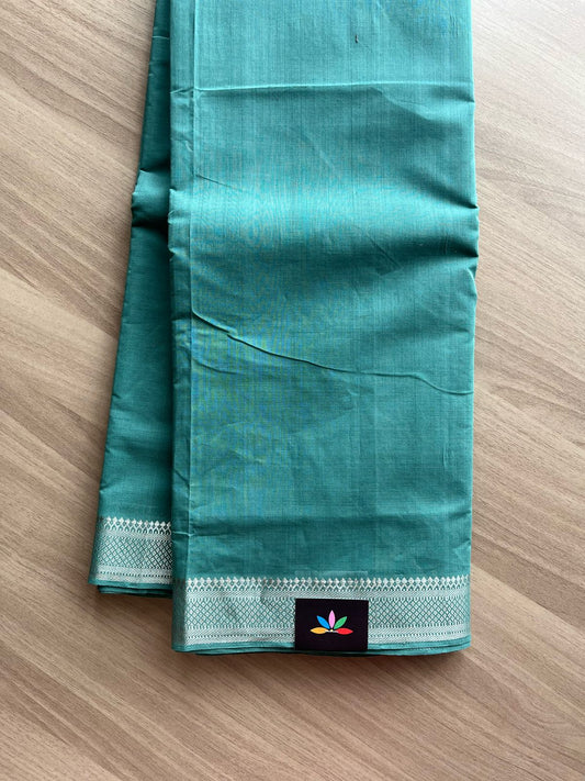 Handloom Mangalagiri Solid Weave Nizam Border Cotton Saree-22086