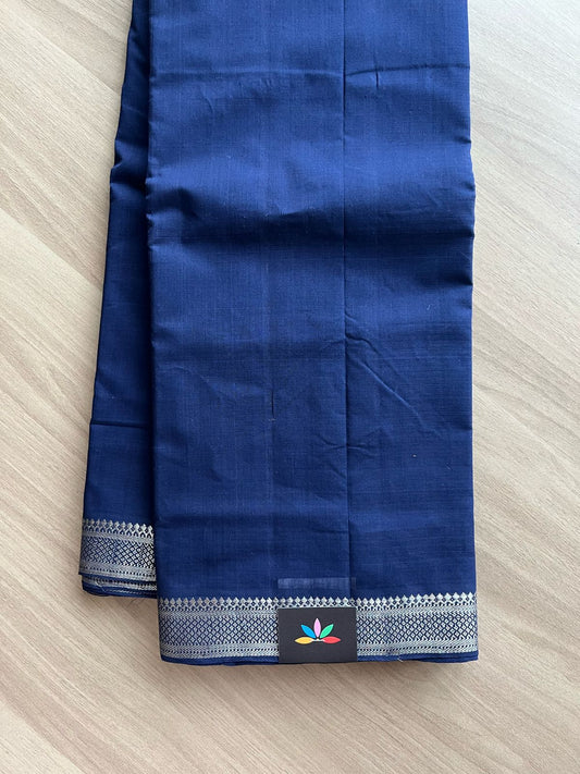 Handloom Mangalagiri Solid Weave Nizam Border Cotton Saree-22087