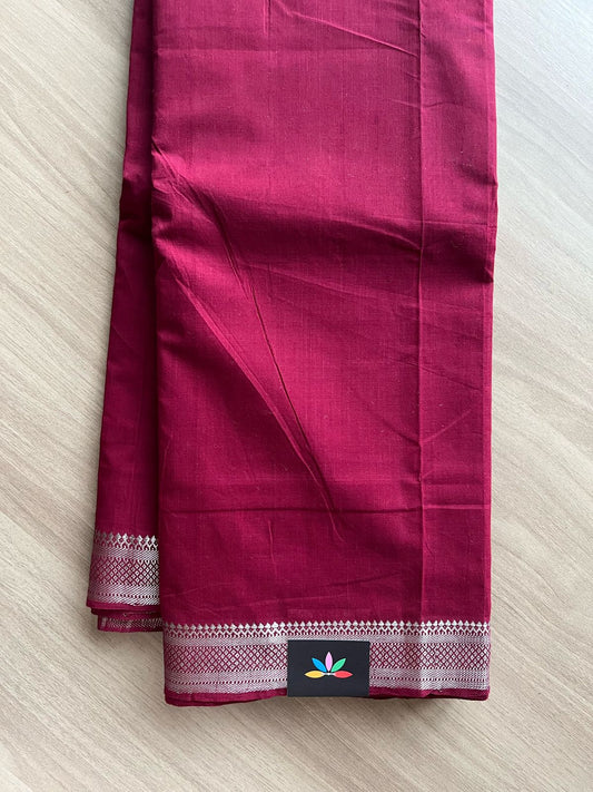 Handloom Mangalagiri Solid Weave Nizam Border Cotton Saree-22089