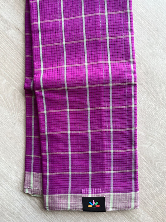 Checked Missing checks Handloom Mangalagiri Cotton Saree -22098