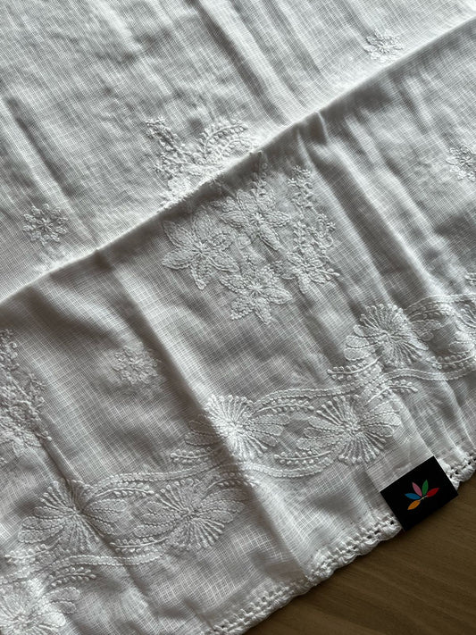 Hand embroidered Chikankari Kota Cotton Duppata -22116