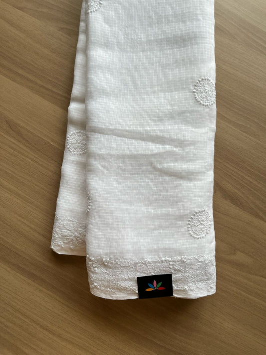 Hand embroidered Chikankari Kota Cotton Saree -22118-22120