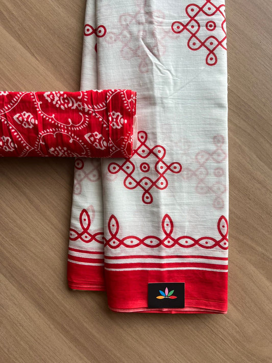 Screen Printed Mul Cotton Saree-22175-22176