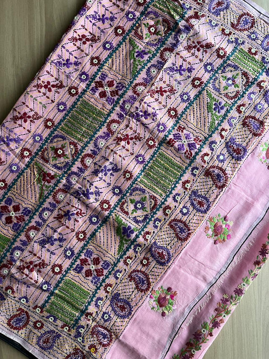 Hand Embroidered Lambani Cotton Silk Saree -22188
