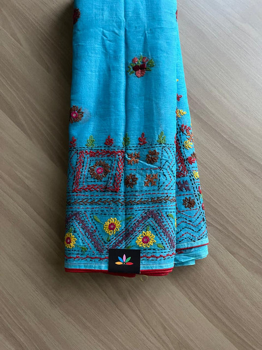 Hand Embroidered Lambani Cotton Silk Saree-22192