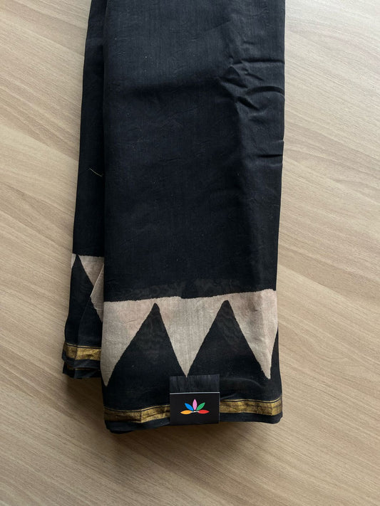 Handblock Printed Chanderi Silk Cotton Saree -22260