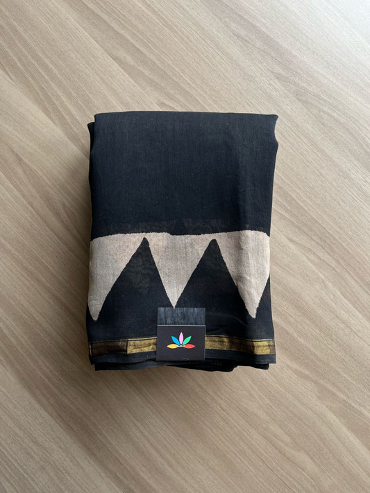 Handblock Printed Chanderi Silk Cotton Saree -22260