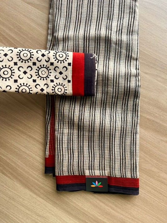 Handblock Printed Kota Doria Saree -22325-22326