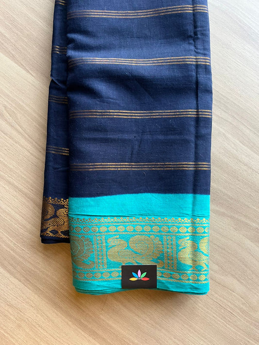 Contrast Annam Border Striped Cotton Saree--22363