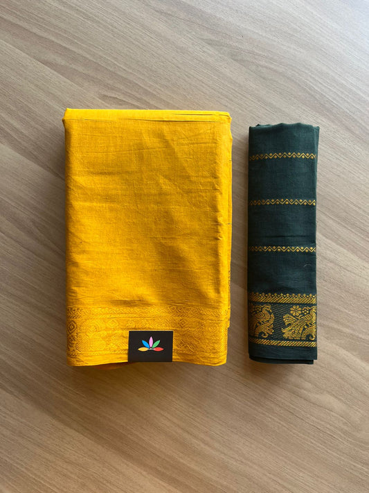 Small Mayil Border Cotton Saree with Contrast Blouse-22409