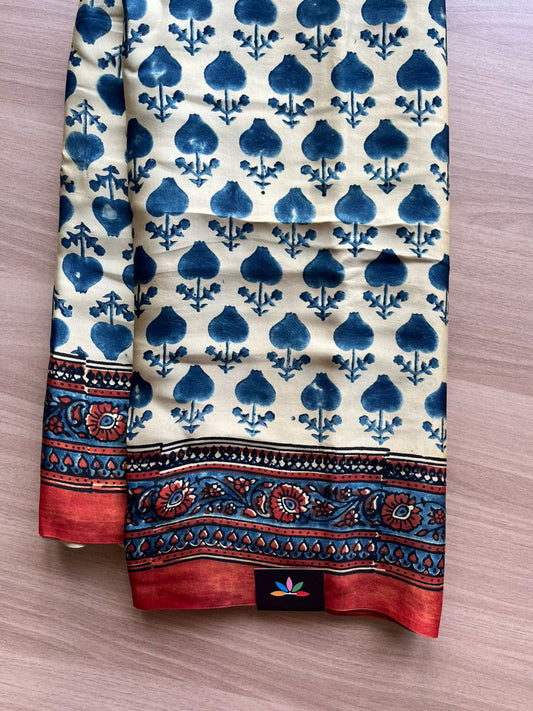 Handblock Printed Special Design Ajrakh Modal Silk Saree -22436