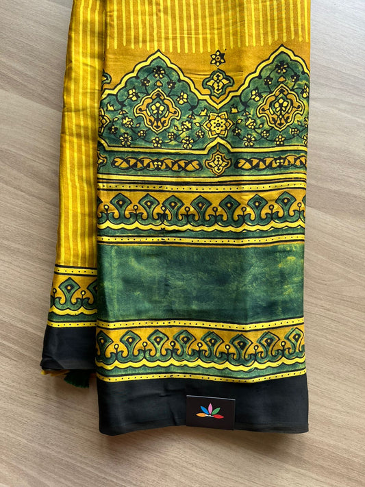 Handblock Printed Special Design Ajrakh Modal Silk Saree -22437
