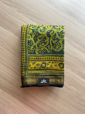 Ajrakh Maheshwari Silk Cotton Saree-22438