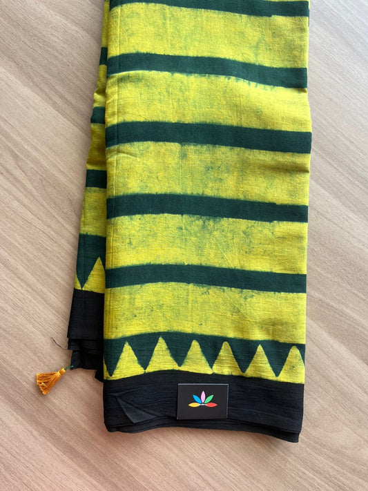 Natural Dye Ajrakh Handblock Printed Cotton Saree-22447