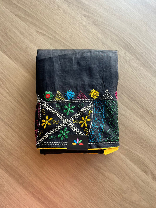 Handcrafted with Embroidery Pure Desi Tussar Silk Saree-22467