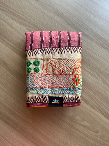 Handcrafted with Embroidery Pure Desi Tussar Silk Saree-22469
