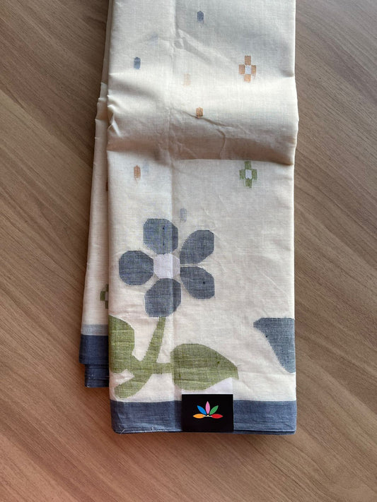 Handloom Jamdani Fine Cotton Saree (Starched) -22473
