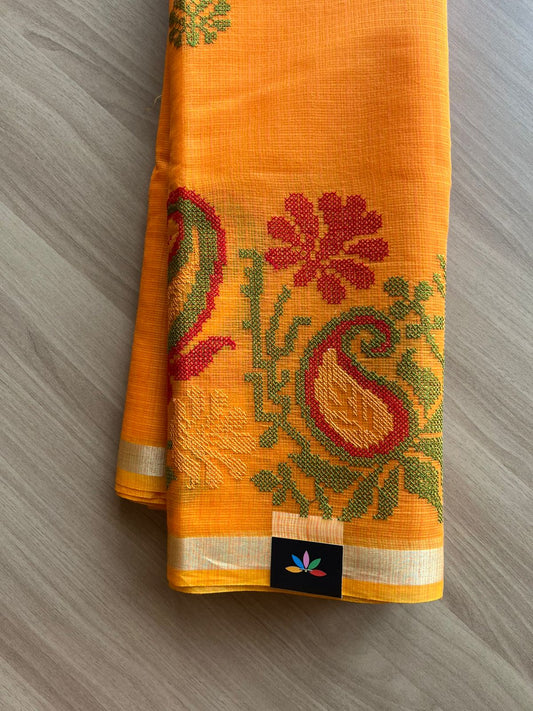 Machine Embroidered Blended Kota Saree-22506