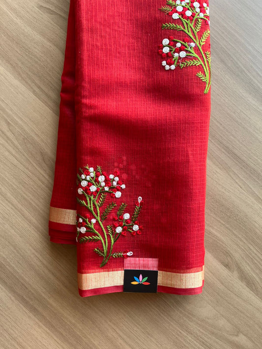 Machine Embroidered Blended Kota Saree-22507