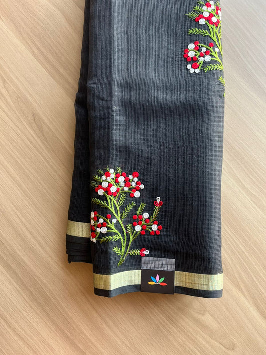 Machine Embroidered Blended Kota Saree-22508