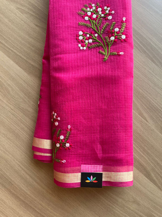 Machine Embroidered Blended Kota Saree-22509