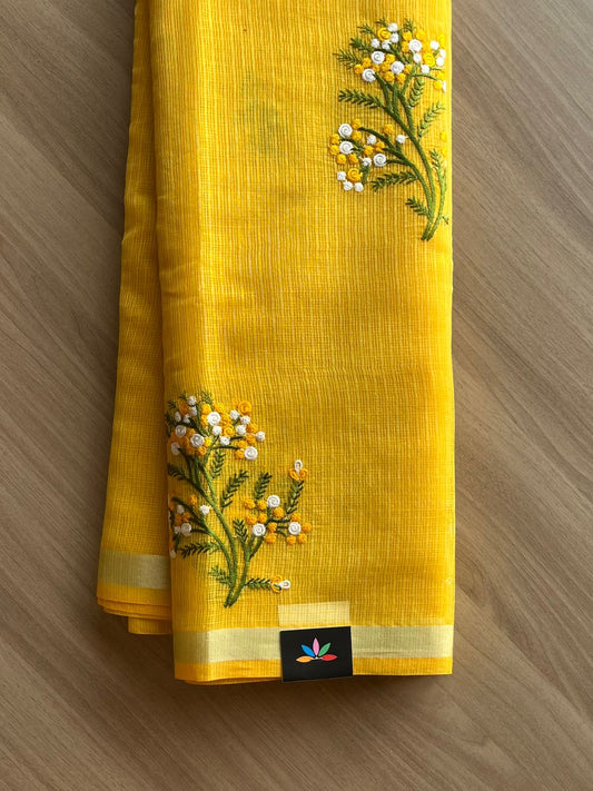 Machine Embroidered Blended Kota Saree-22510