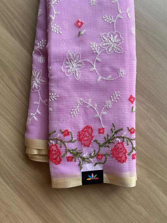 Machine Embroidered Blended Kota Saree-22512