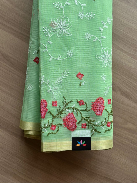 Machine Embroidered Blended Kota Saree-22513