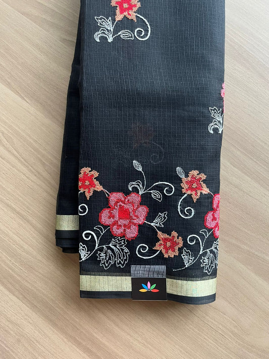 Machine Embroidered Blended Kota Saree-22522