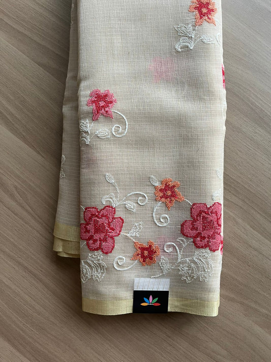 Machine Embroidered Blended Kota Saree-22523
