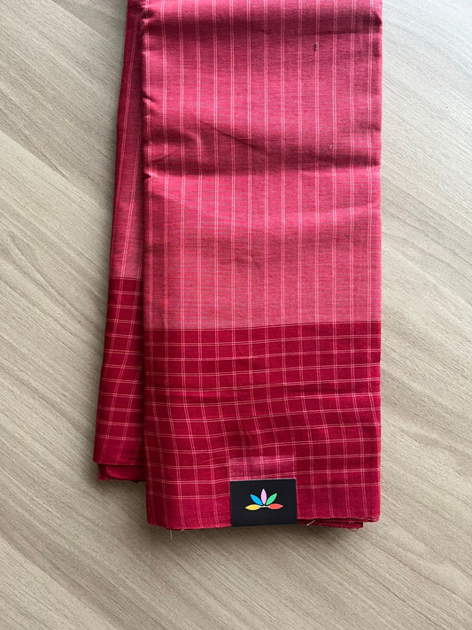 Stripped Cotton Saree with Checked Border-22586-22588